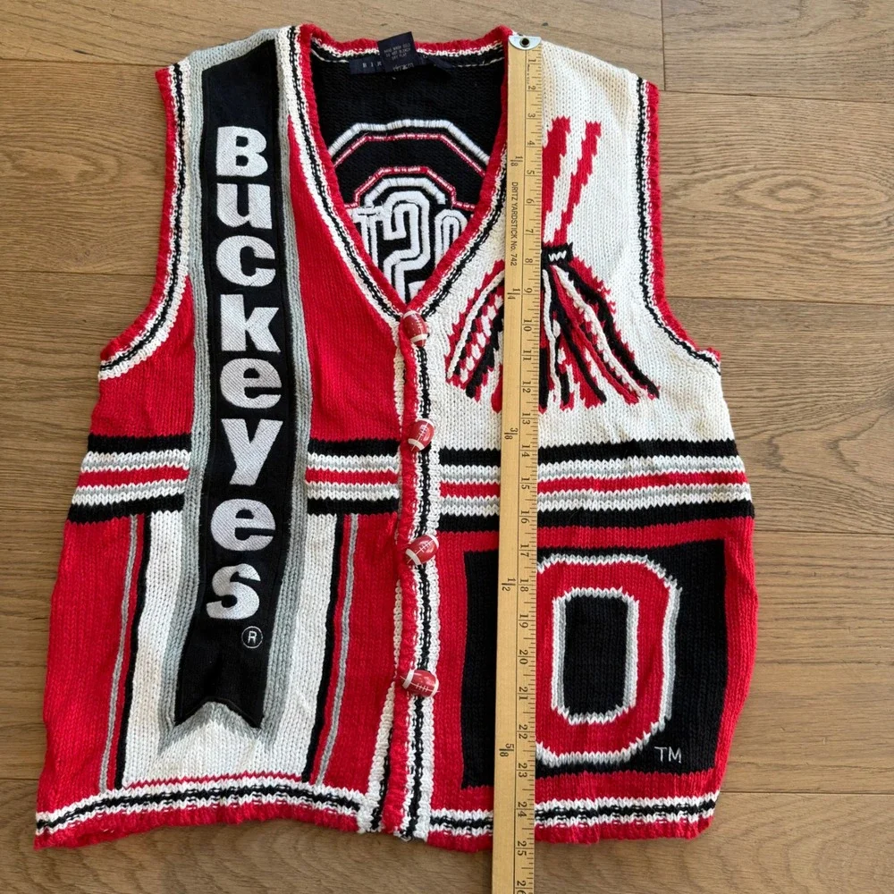 Vintage Birch Bros Ohio State Buckeyes Sweater Vest Mens‎ Large Football Buttons